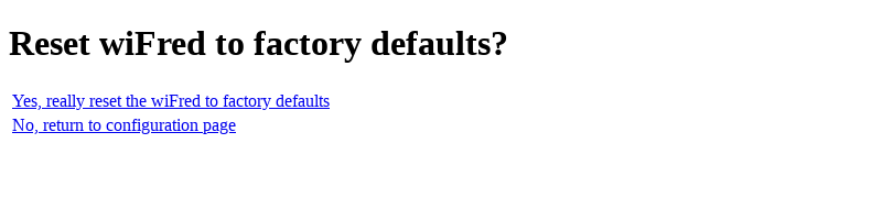 wiFred configuration reset page